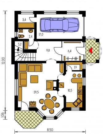 Floor plan of ground floor - ELEGANT 116